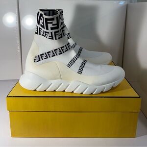 mens fendi sneakers white and black. Size Us 10. Insole 11. With Box